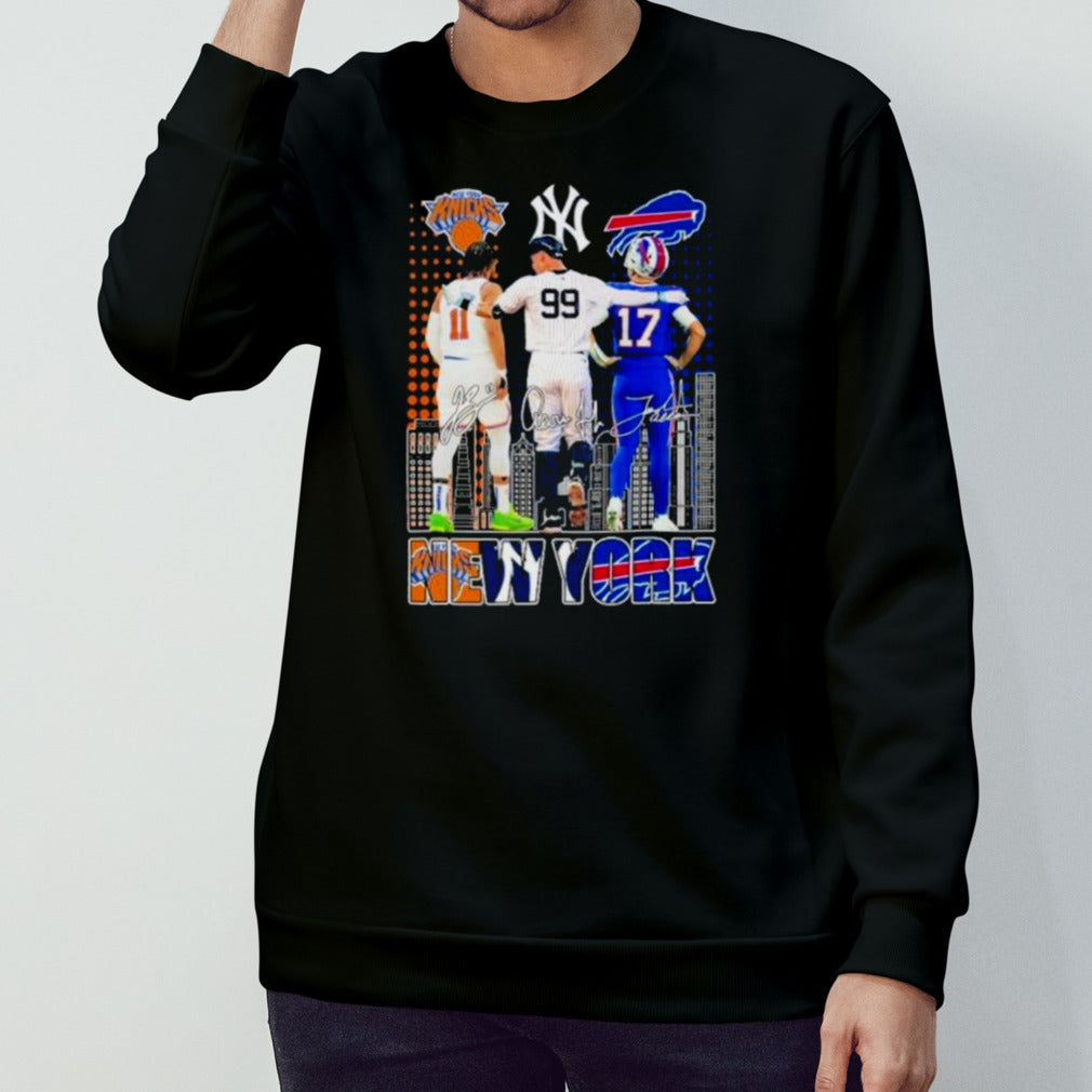 Aaron Judge Jalen Brunson And Josh Allen New York City Sports Teams Signatures Shirt