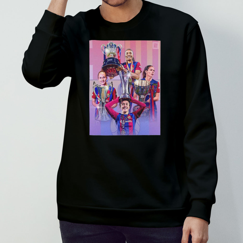 Barcelona Women Teams Have Four Trble Clean Sweep Of Trophies Movem El Mon Campioni D’Europa Europe Champions 2024 shirt