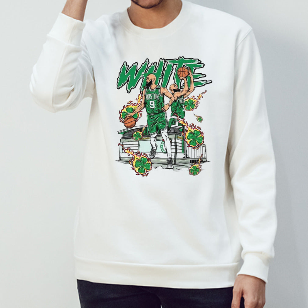 Boston Celtics White Jersey NBA Basketball Player Illustration Shirt