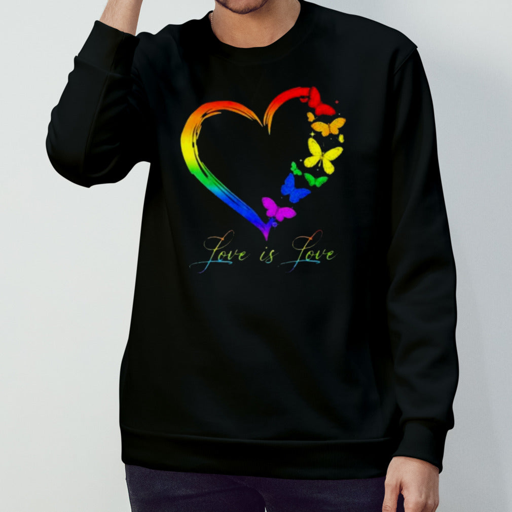 Butterfly Heart Rainbow Love Is Love Lgbt Gay Lesbian Pride Shirt