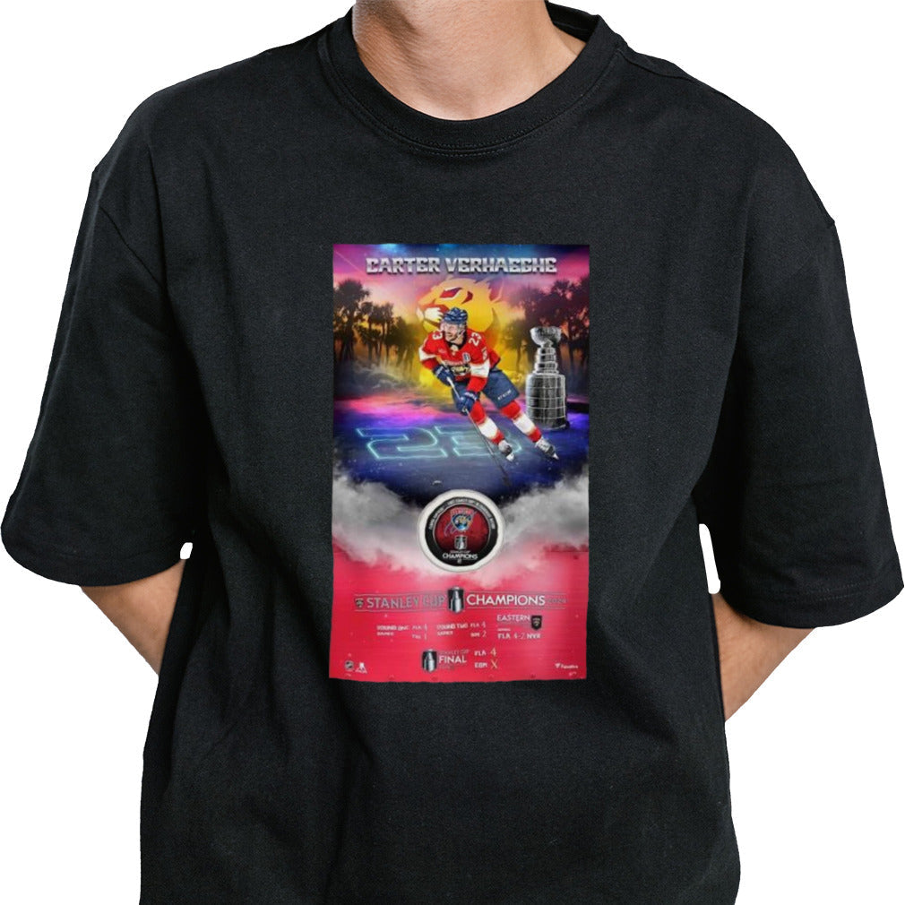 Carter Verhaeghe Florida Panthers 2024 Stanley Cup Champions Framed Hockey Shirt