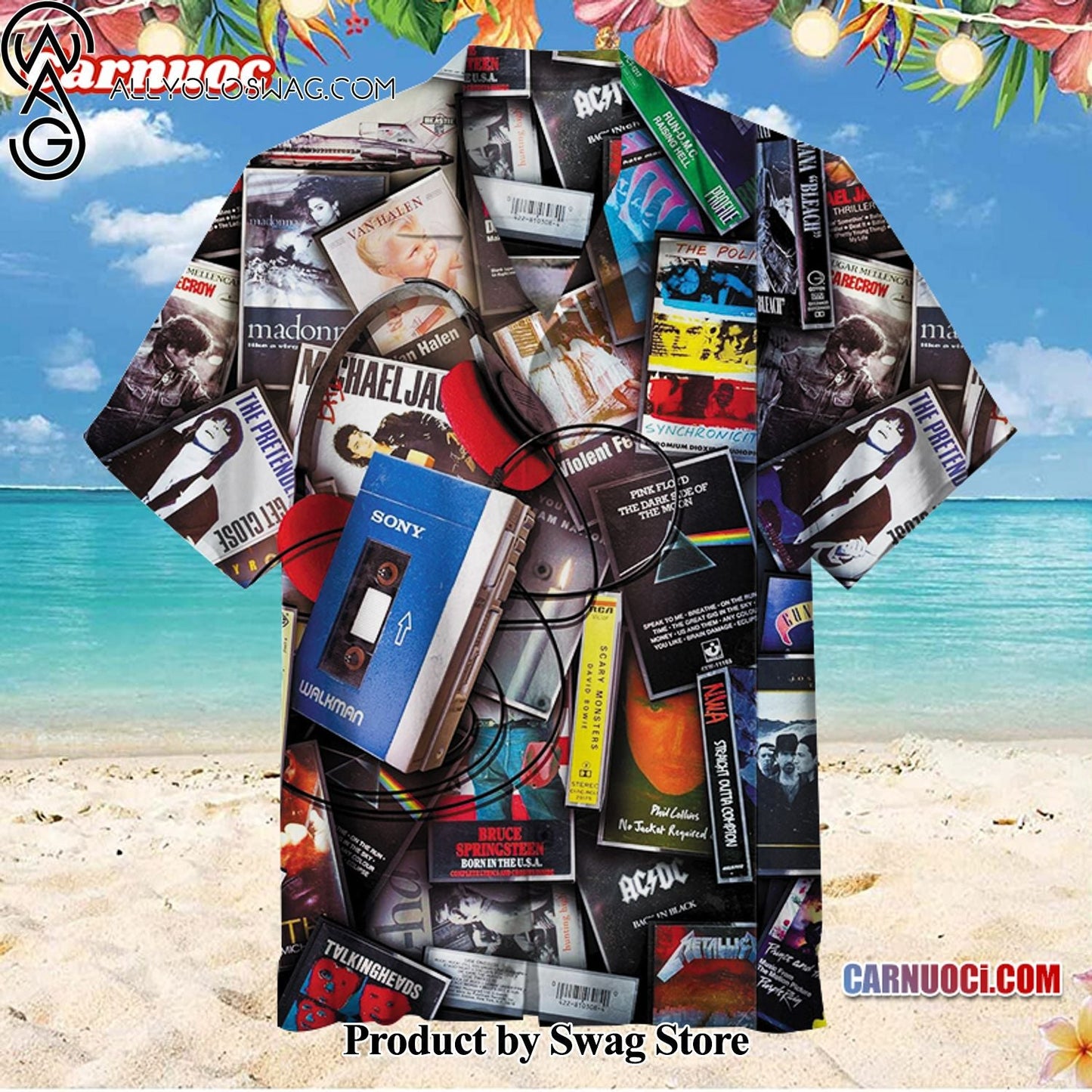 Cassette Music Pool Party Hawaiian Shirt
