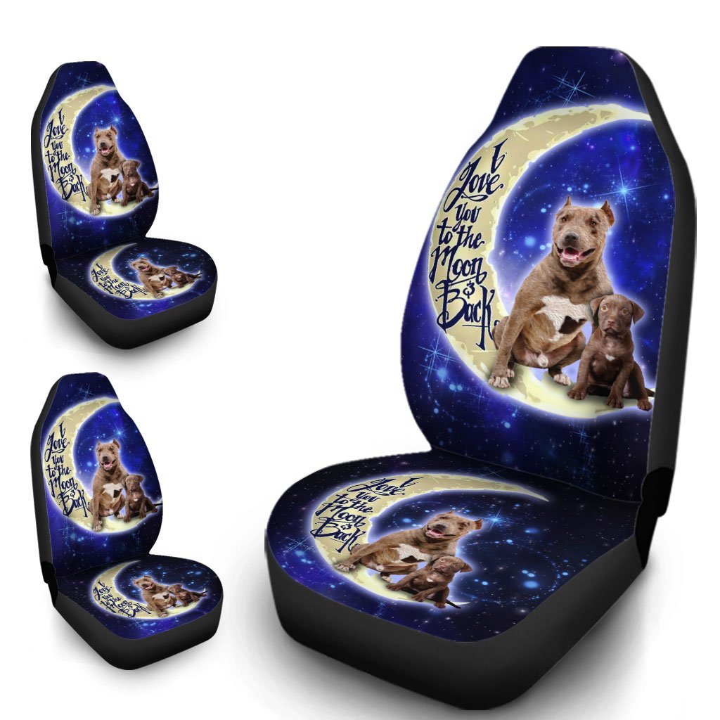 Cool Dad Pitbull Car Seat Covers Custom I Love You To The Moon And Back Car Accessories