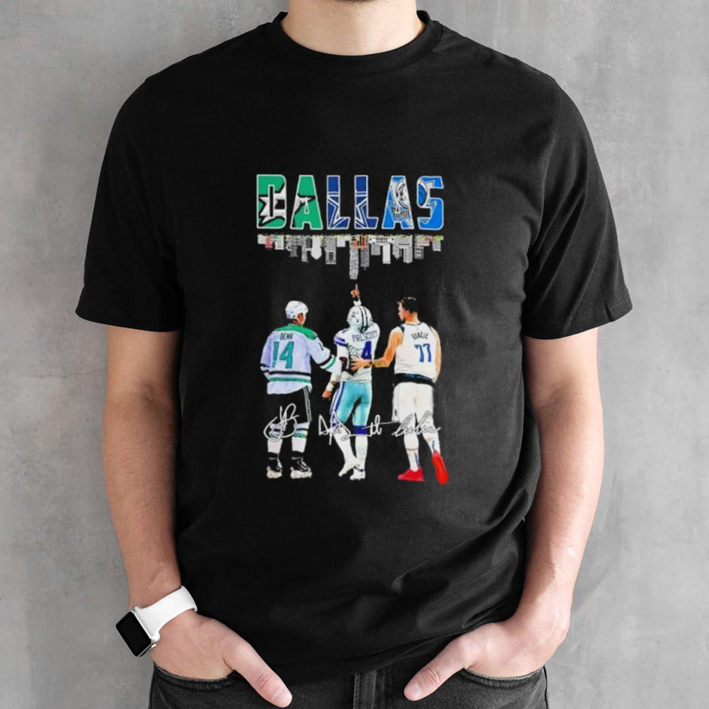 Dallas Sports Teams 2024 Jamie Benn Luka Doncic And Dak Prescott Signatures shirt