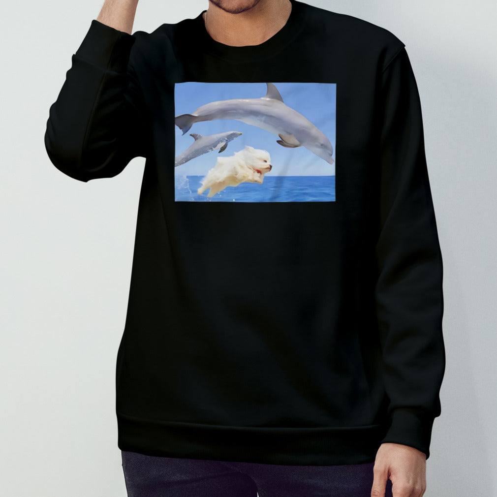 Dog swims with dolphins shirt