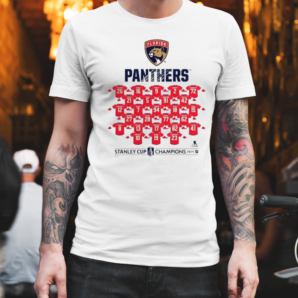Florida Panthers 2024 Stanley Cup Champions Jersey Roster T-Shirt