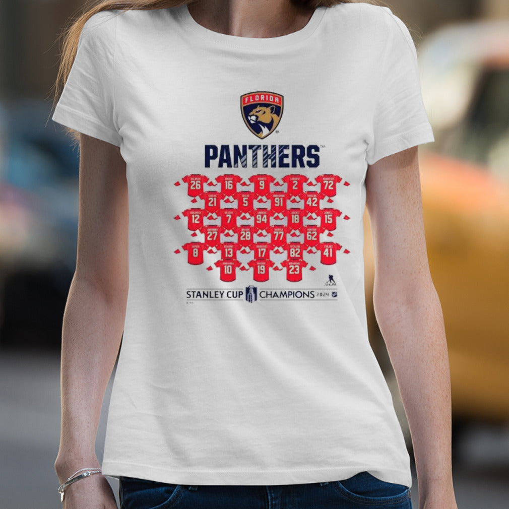 Florida Panthers 2024 Stanley Cup Champions Jersey Roster T-Shirt