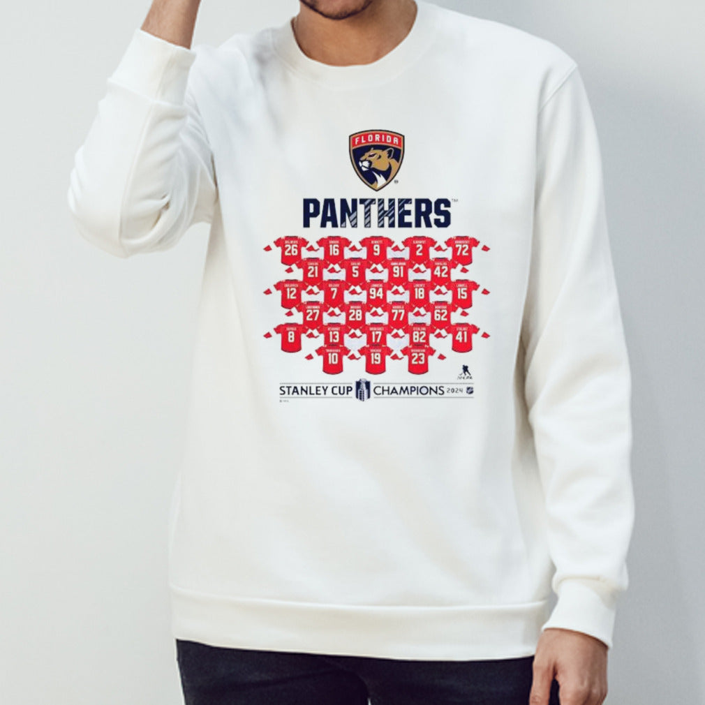 Florida Panthers 2024 Stanley Cup Champions Jersey Roster T-Shirt