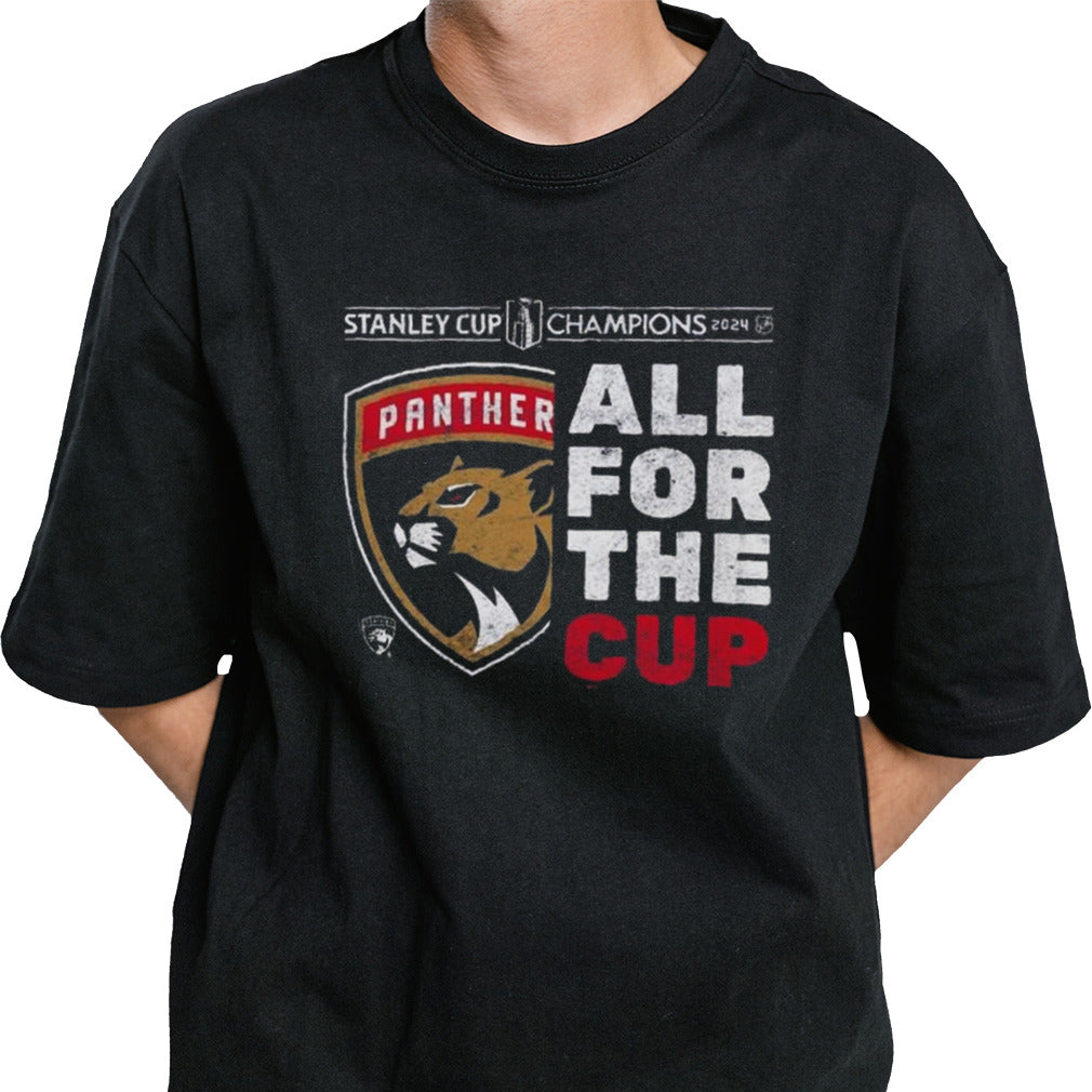Florida Panthers All For The Cup 2024 Stanley Cup Champions Tri-Blend Ringer Shirt