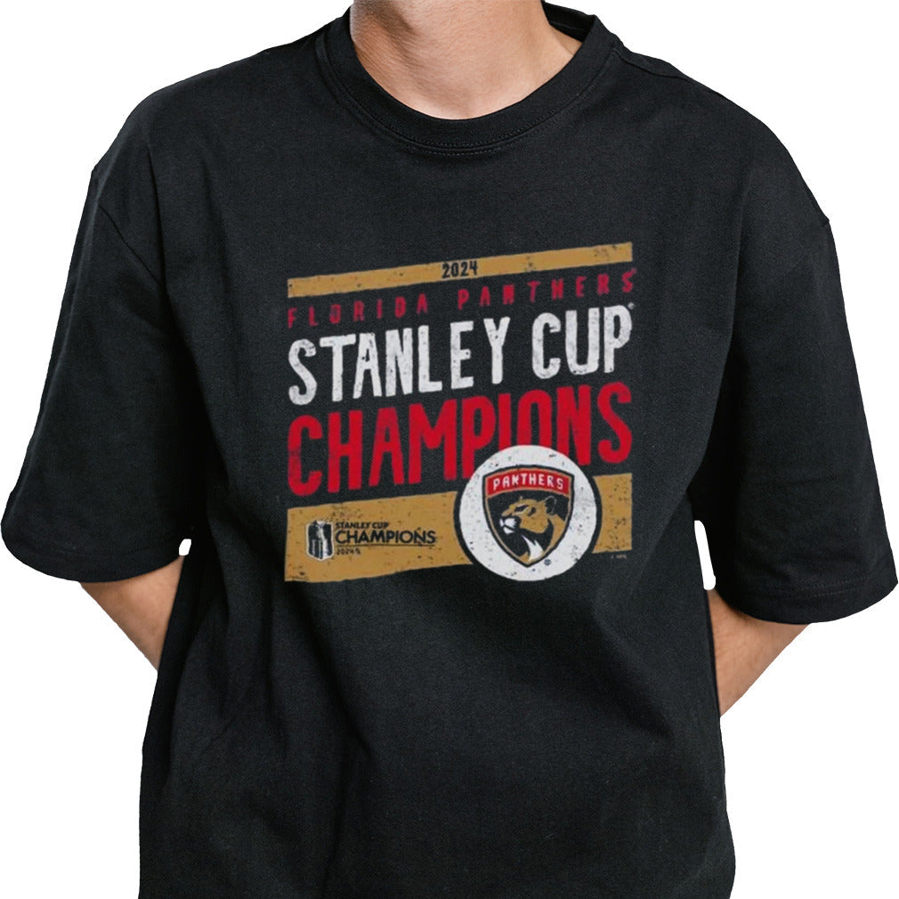 Florida Panthers Majestic Threads 2024 Stanley Cup Champions Tri-Blend Ringer Shirt