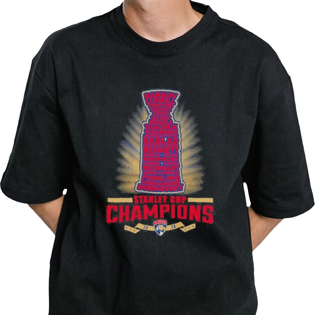 Florida Panthers Stanley Cup 2024 Champions Trophy Players Name shirt