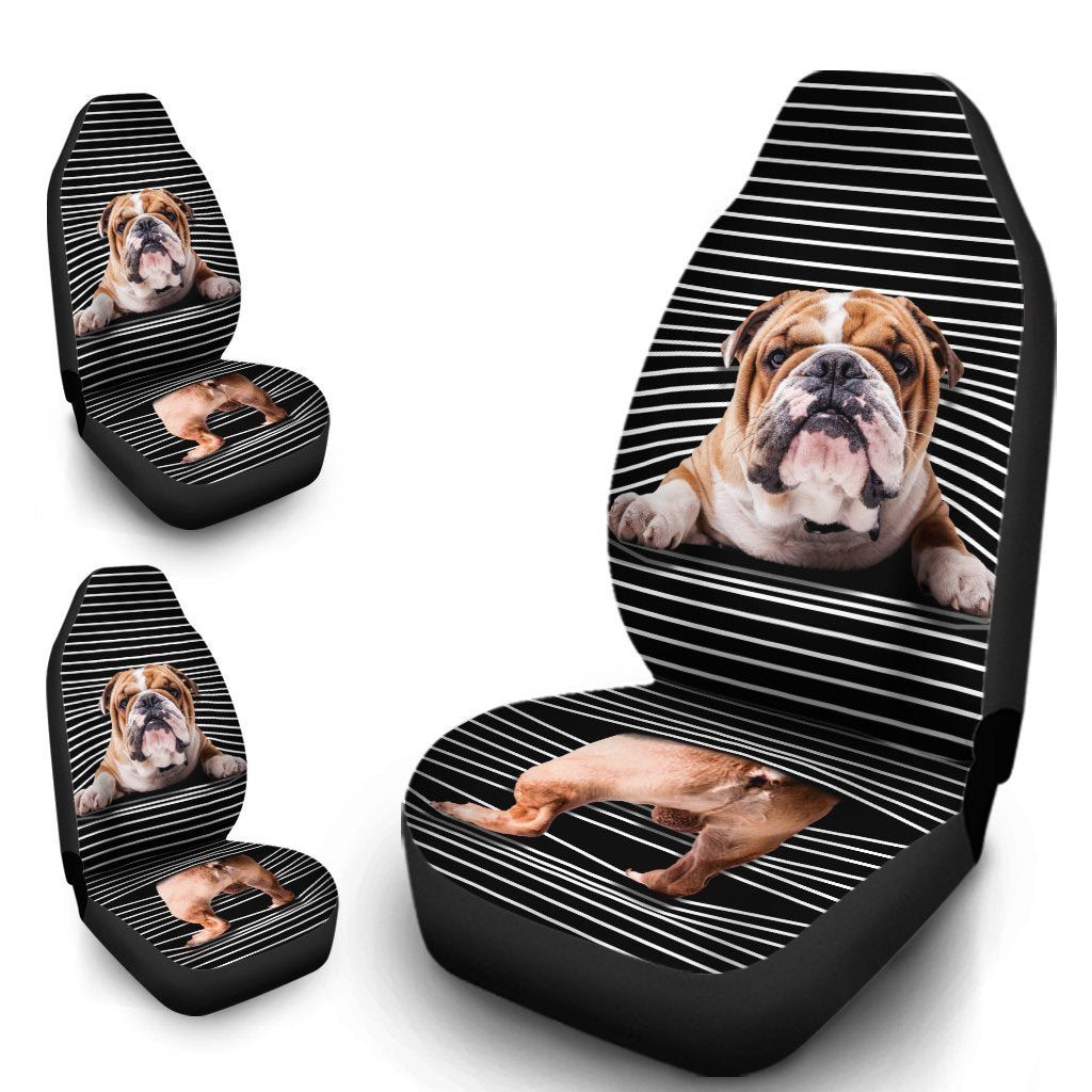 Funny Bulldog Car Seat Covers Custom Bulldog Car Accessories For Dog Lovers