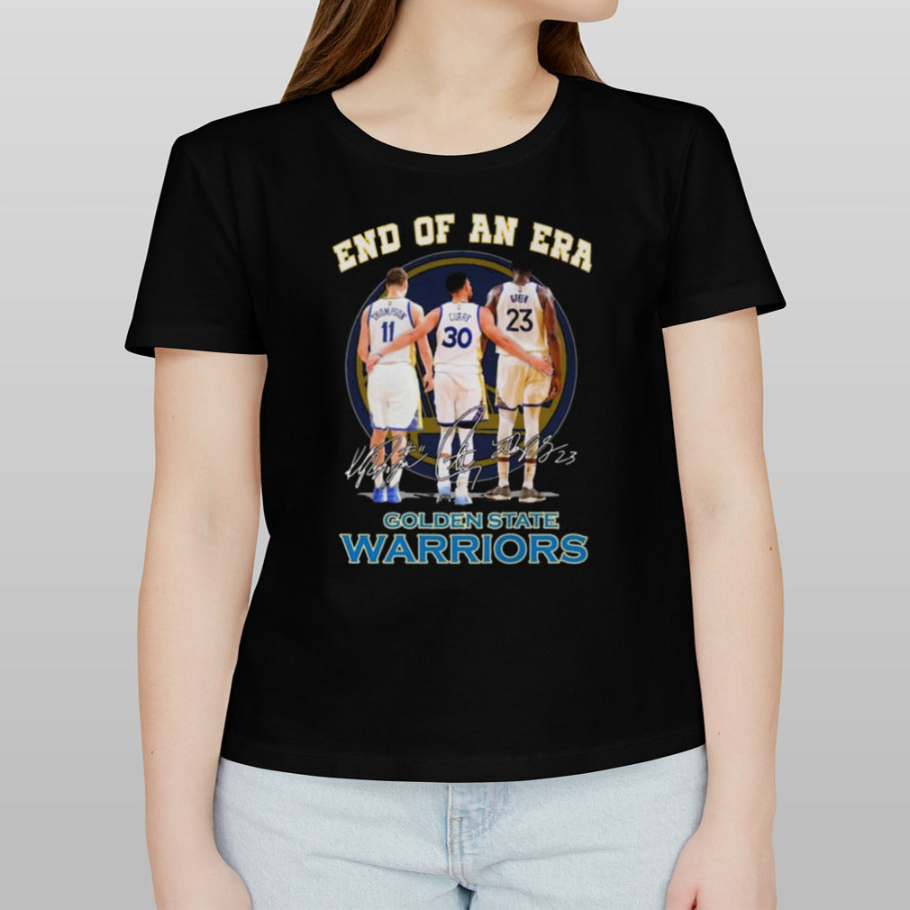 Golden State Warriors Klay Thompson’s Stephen Curry And Draymond Green End Of An Era Signatures T-shirt