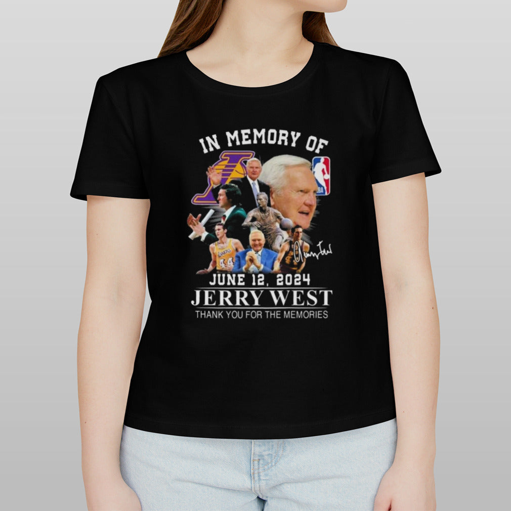 In Memory Of Lakers Jerry West 2024 Thank You For The Memories Signature t-shirt