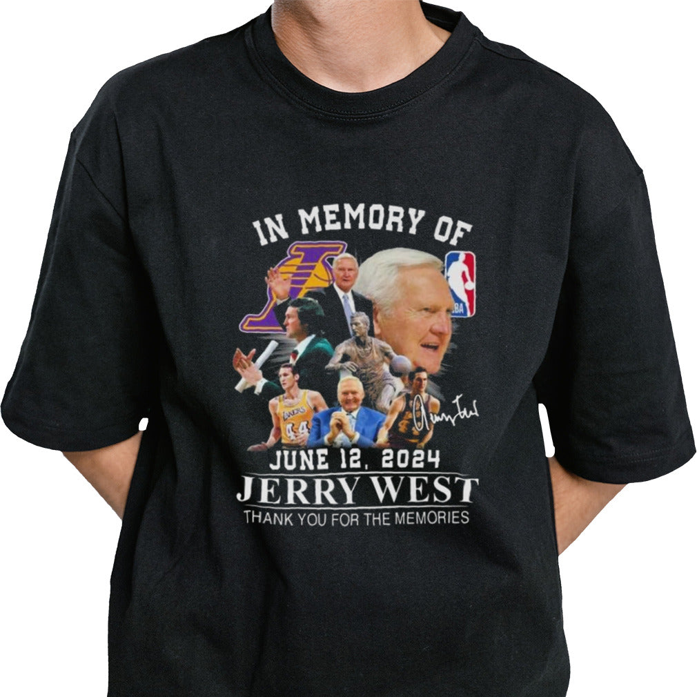 In Memory Of Lakers Jerry West 2024 Thank You For The Memories Signature t-shirt