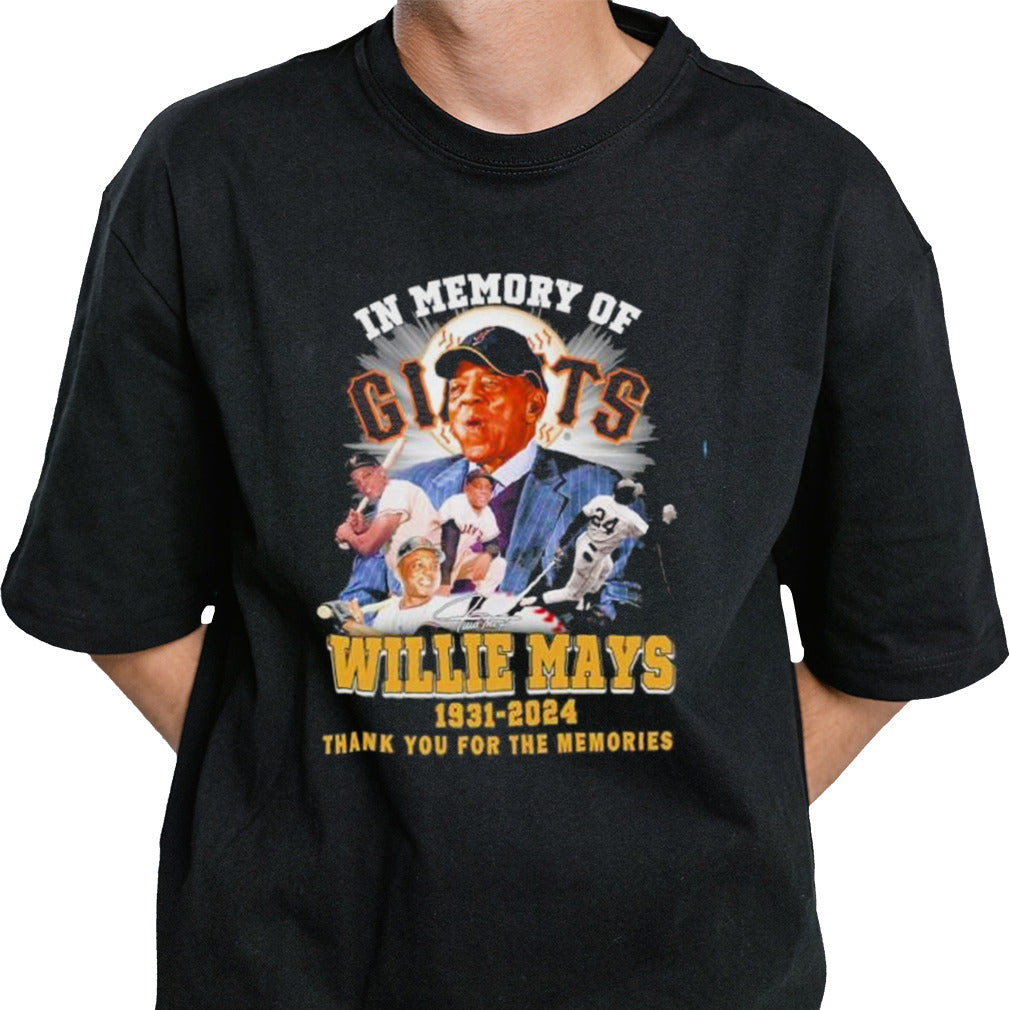 In Memory Of Willie Mays 1931-2024 Thank You For The Memories Signatures Shirt