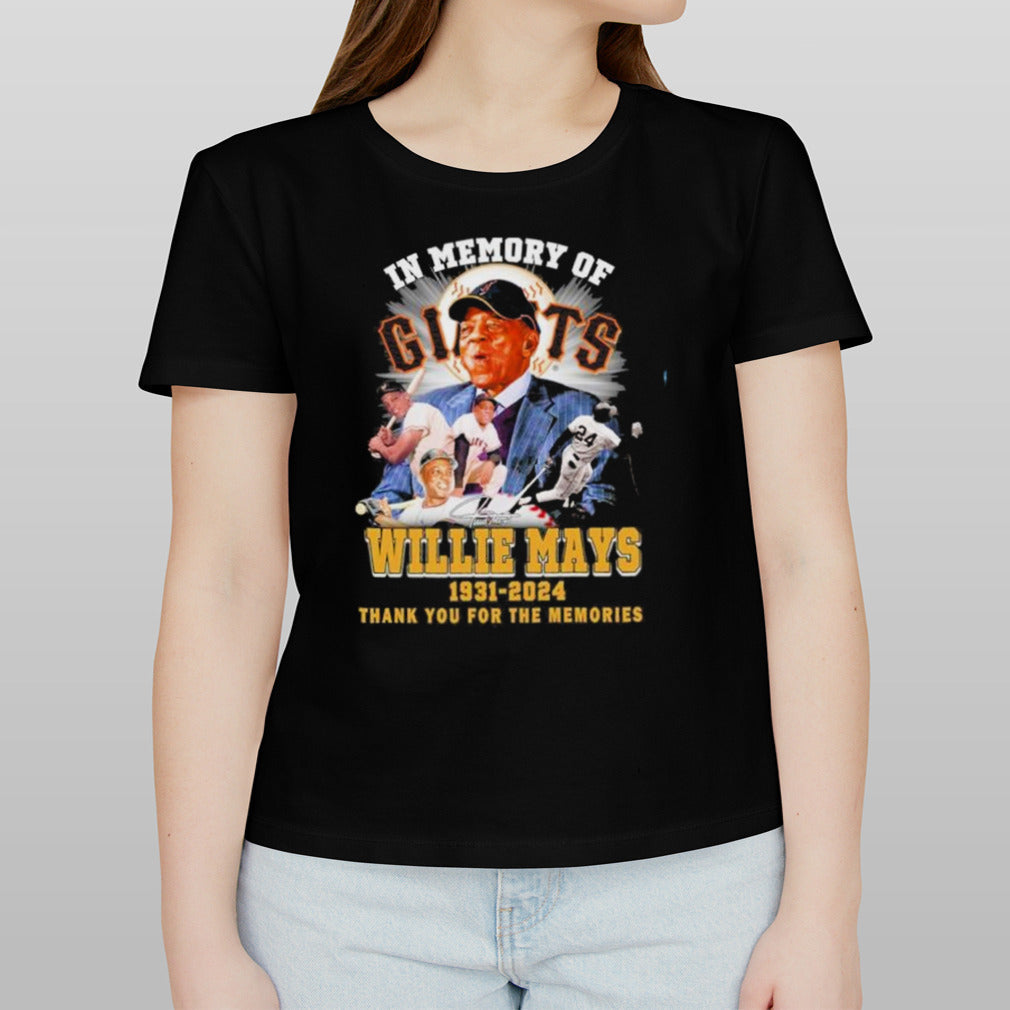 In Memory Of Willie Mays 1931-2024 Thank You For The Memories Signatures Shirt