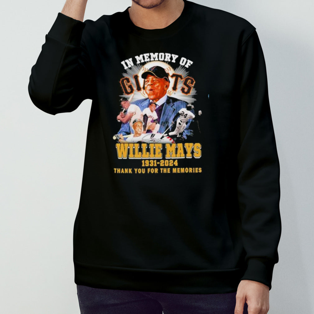 In Memory Of Willie Mays 1931-2024 Thank You For The Memories Signatures Shirt