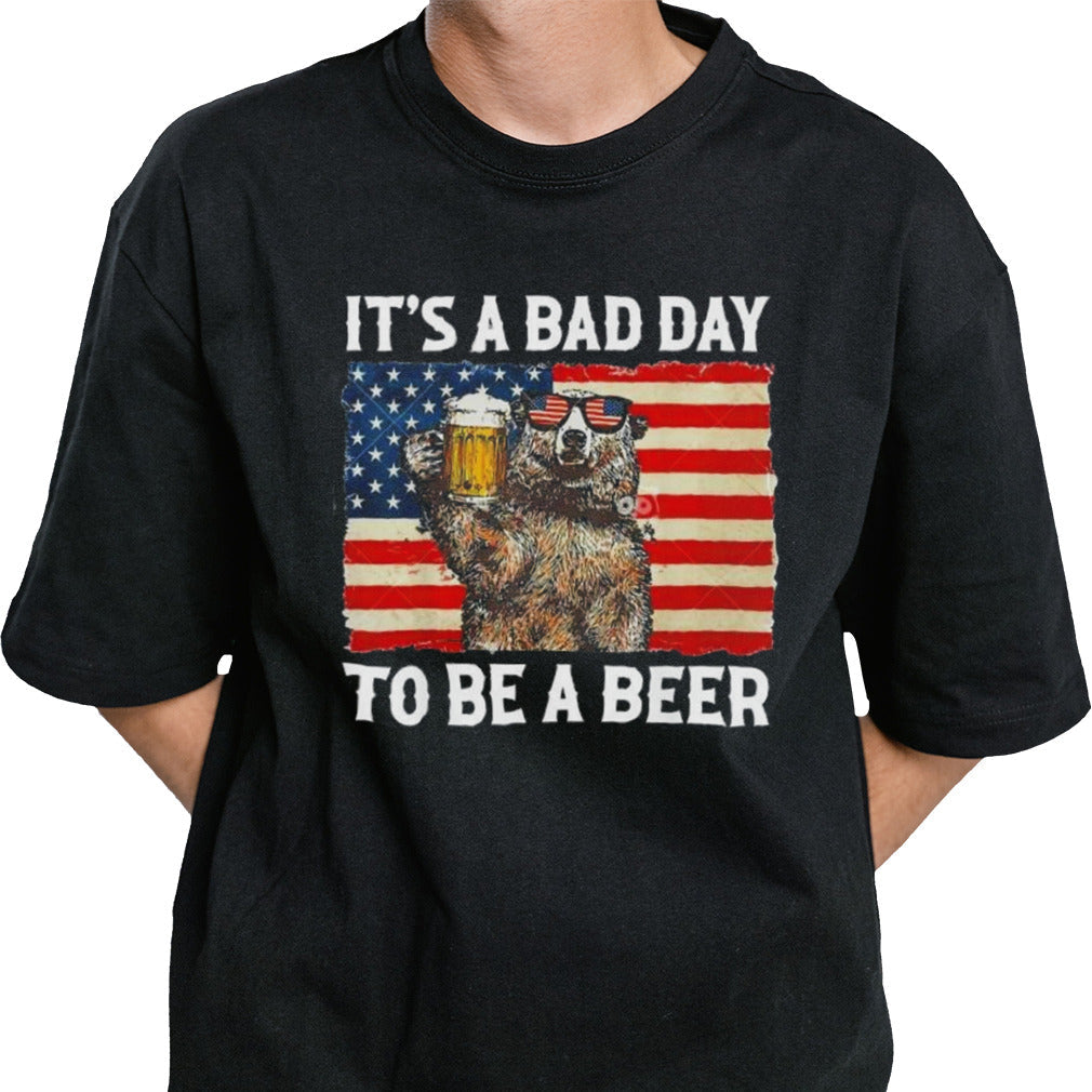 It’s A Bad Day To Be A Beer US Flag Bear Drinking Shirt