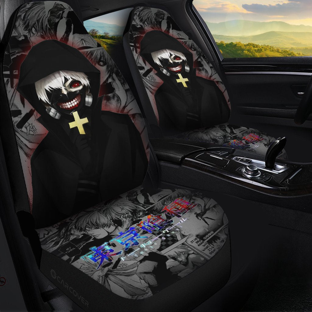 Kaneki Ken Car Seat Covers Custom Anime Tokyo Ghoul Car Interior Accessories