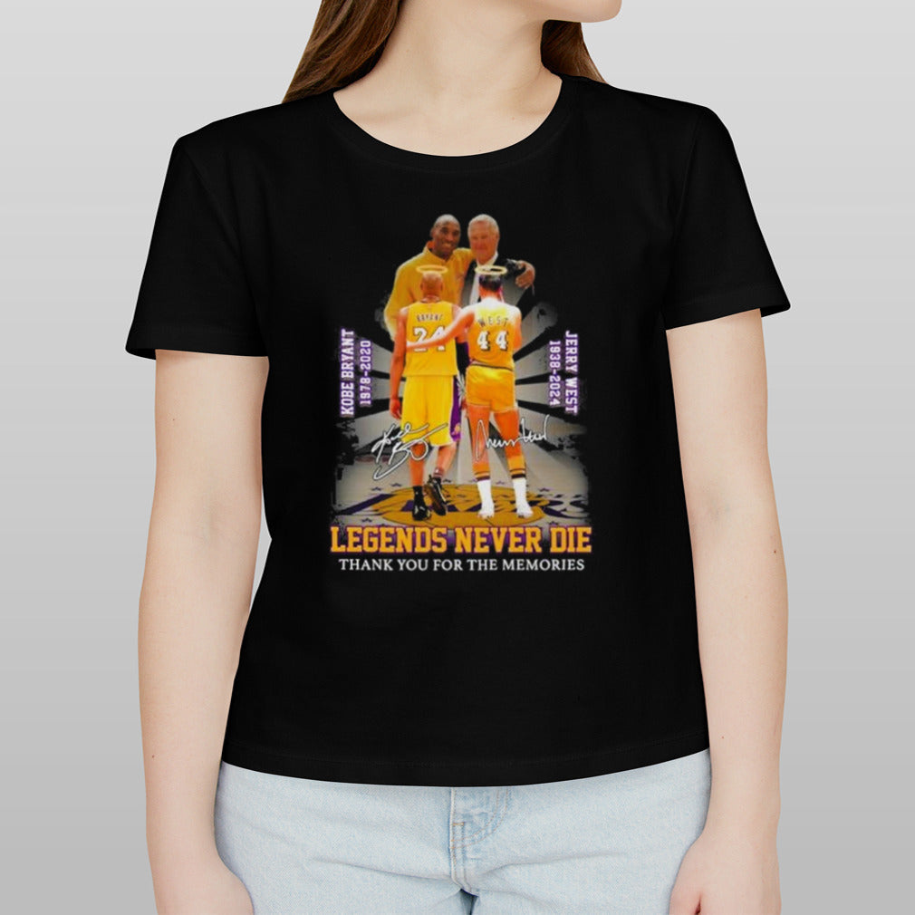 Kobe Bryant And Jerry West Legends Never Die Thank You For The Memories Signature Shirt