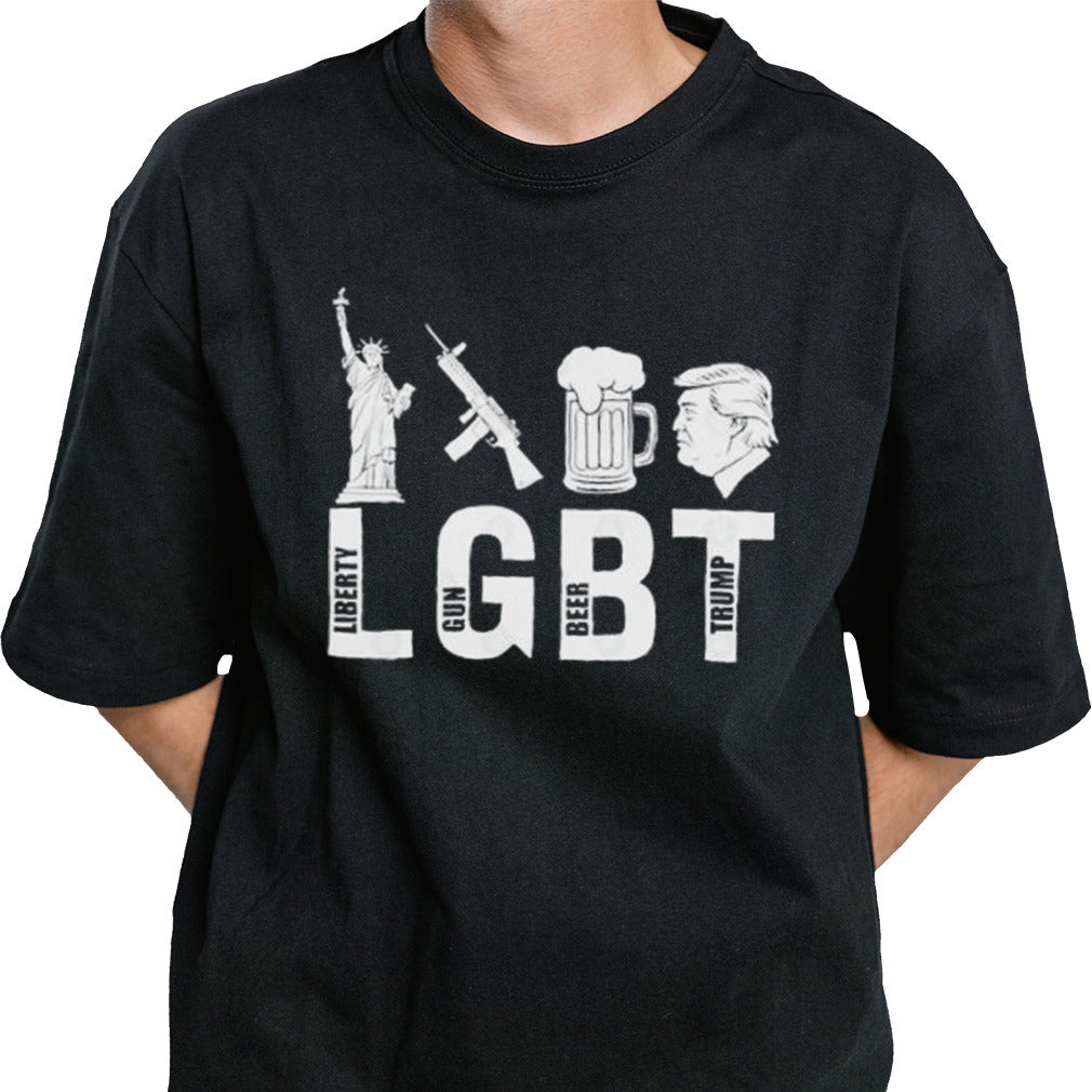 LGBT Liberty, Gun, Beer, and Trump Parody 2024 T shirt