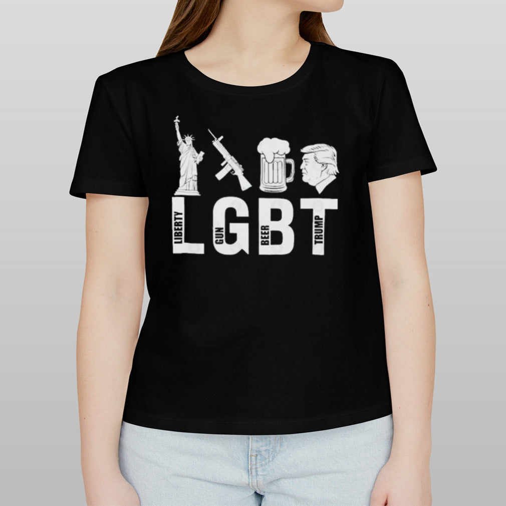 LGBT Liberty, Gun, Beer, and Trump Parody 2024 T shirt