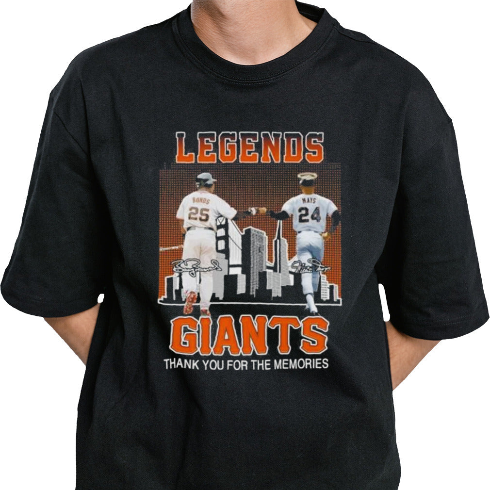 Legends Willie Mays And Barry Bonds San Francisco Giants Thank You For The Memories Signatures Shirt