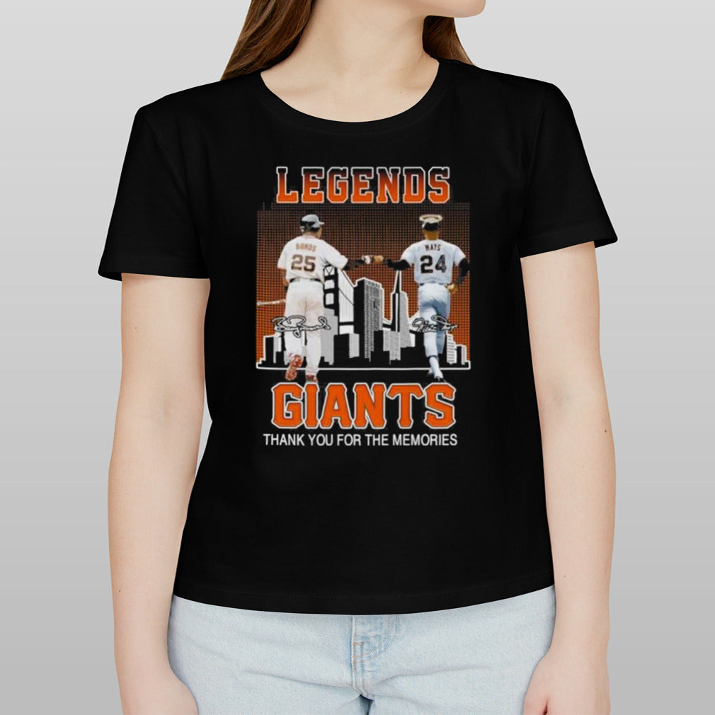 Legends Willie Mays And Barry Bonds San Francisco Giants Thank You For The Memories Signatures Shirt