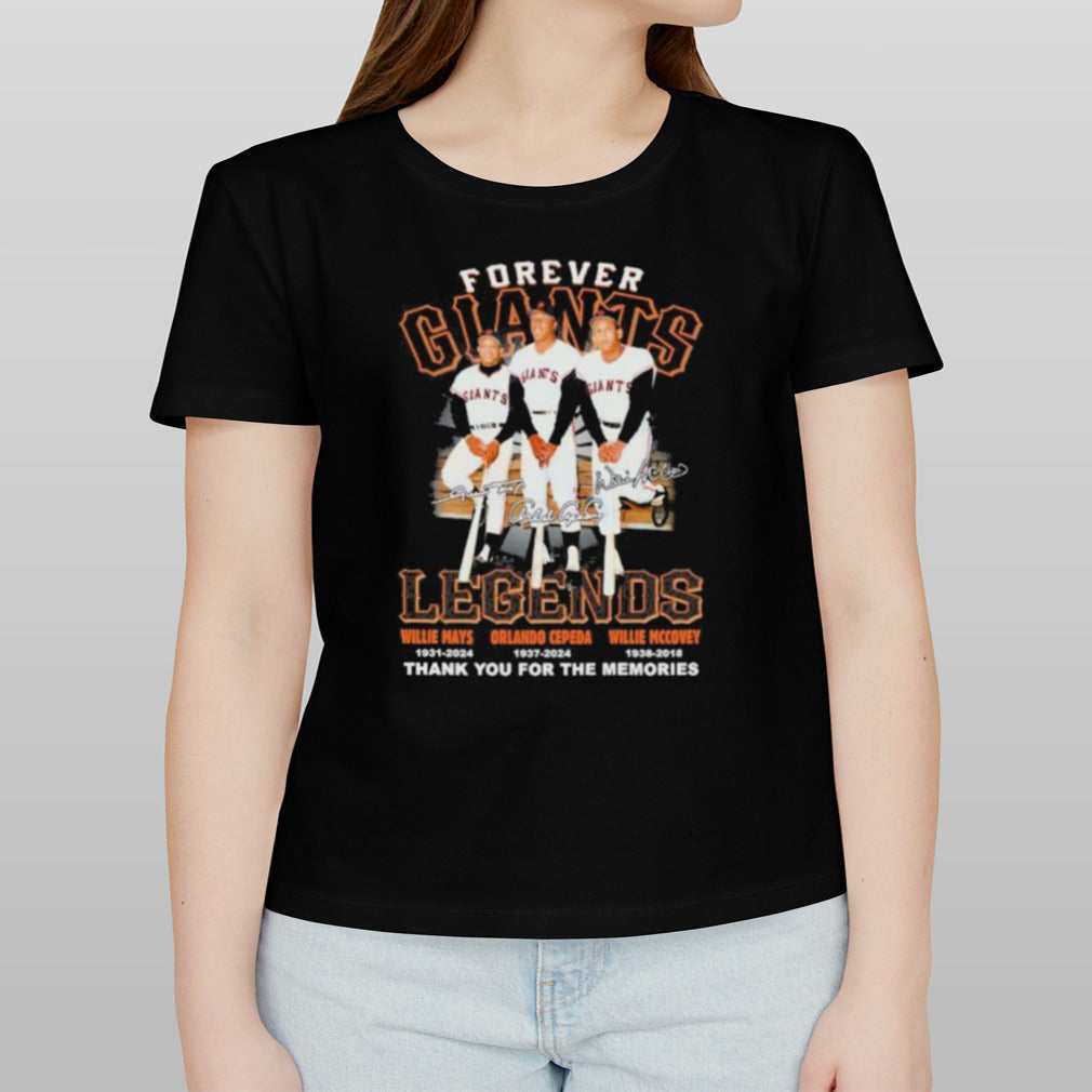 Legends Willie Mays Orlando Cepeda And Willie Mccovey Forever Giants Thank You For The Memories signatures Shirt