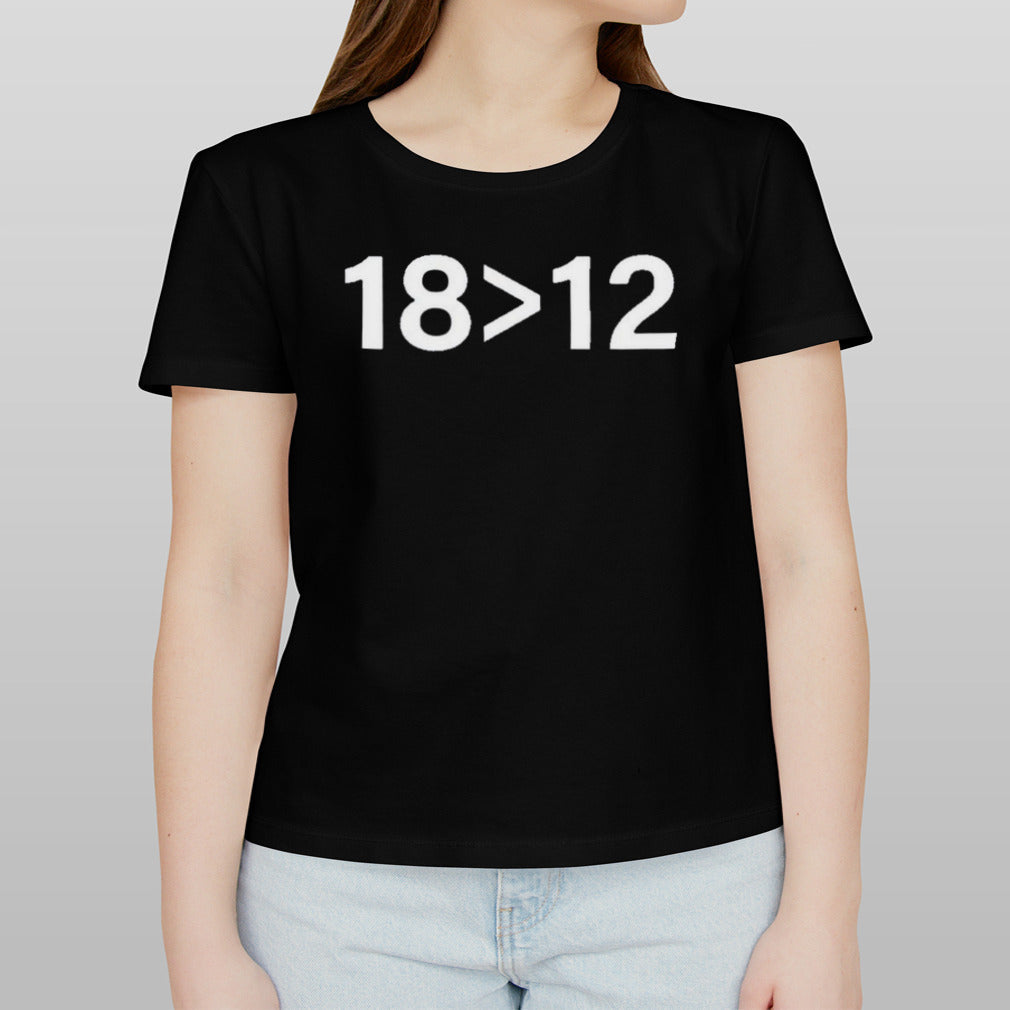 Mike Zarren wearing 18 bigger 12 shirt
