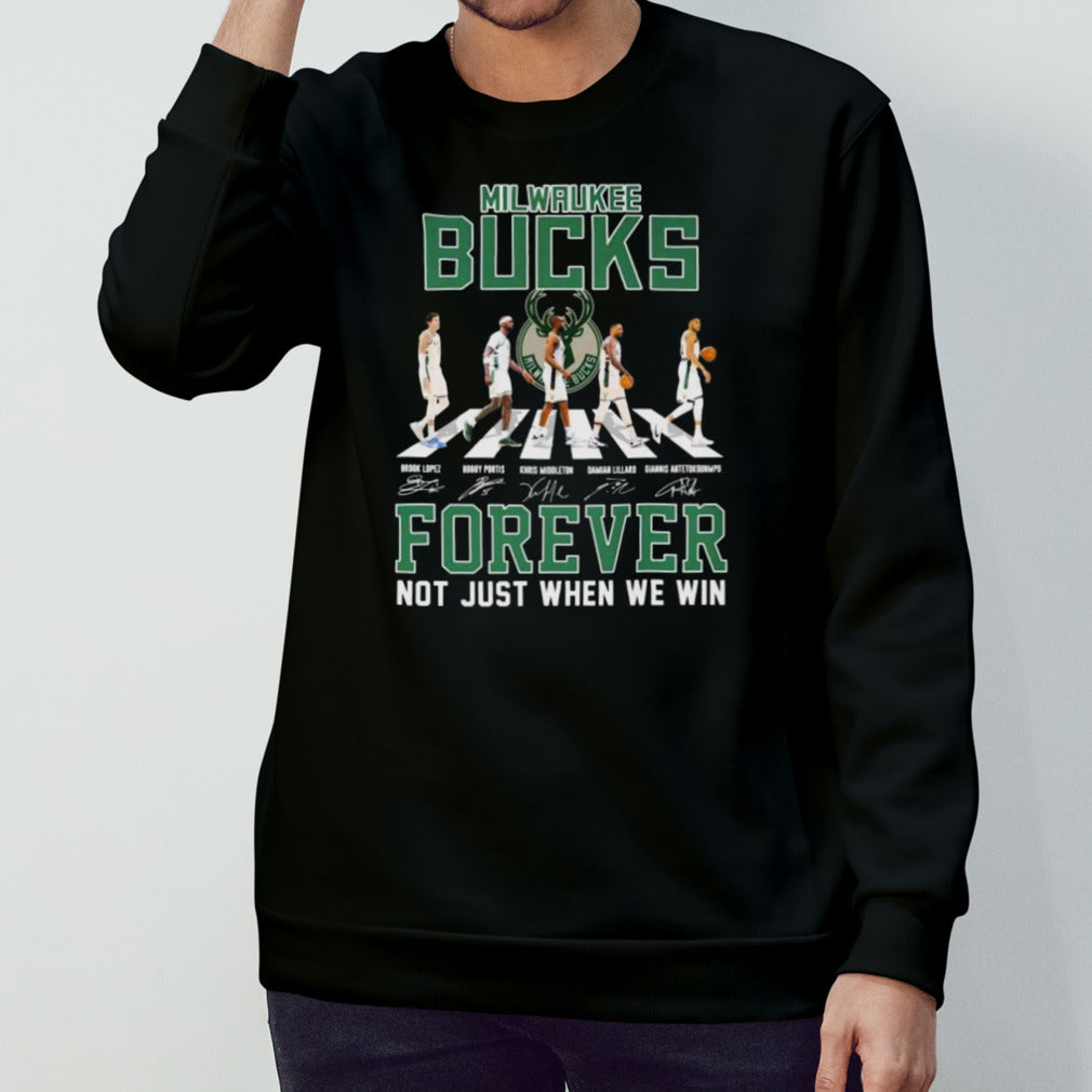 Milwaukee Bucks Team Abbey Road Forever Not Just When We Win Signatures Shirts