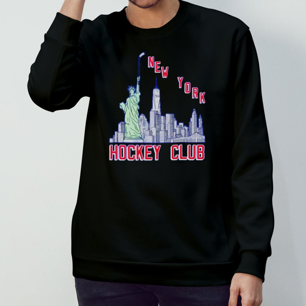 New York Rangers hockey club NY city Statue with hockey shirts