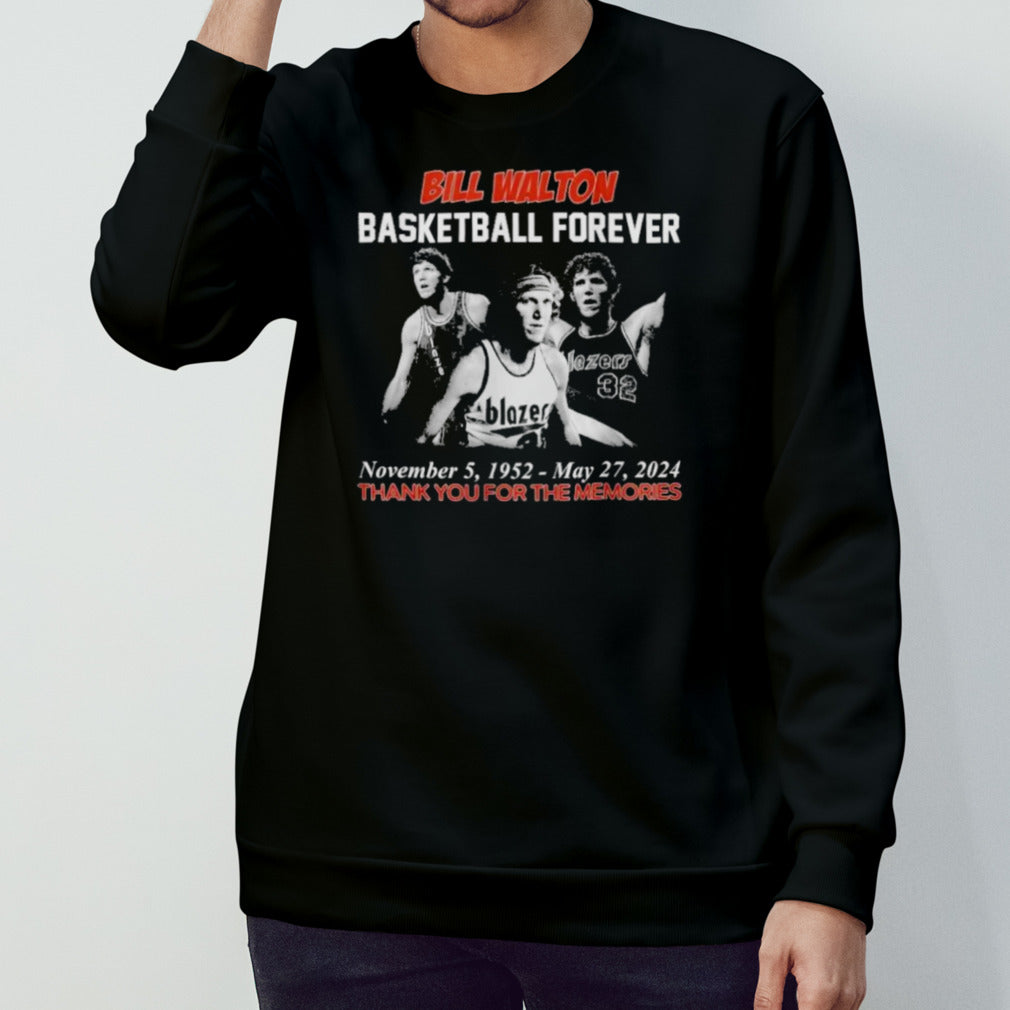 Official Bill Walton Basketball Forever 1952-2024 Thank You For The Memories Signatures Shirt