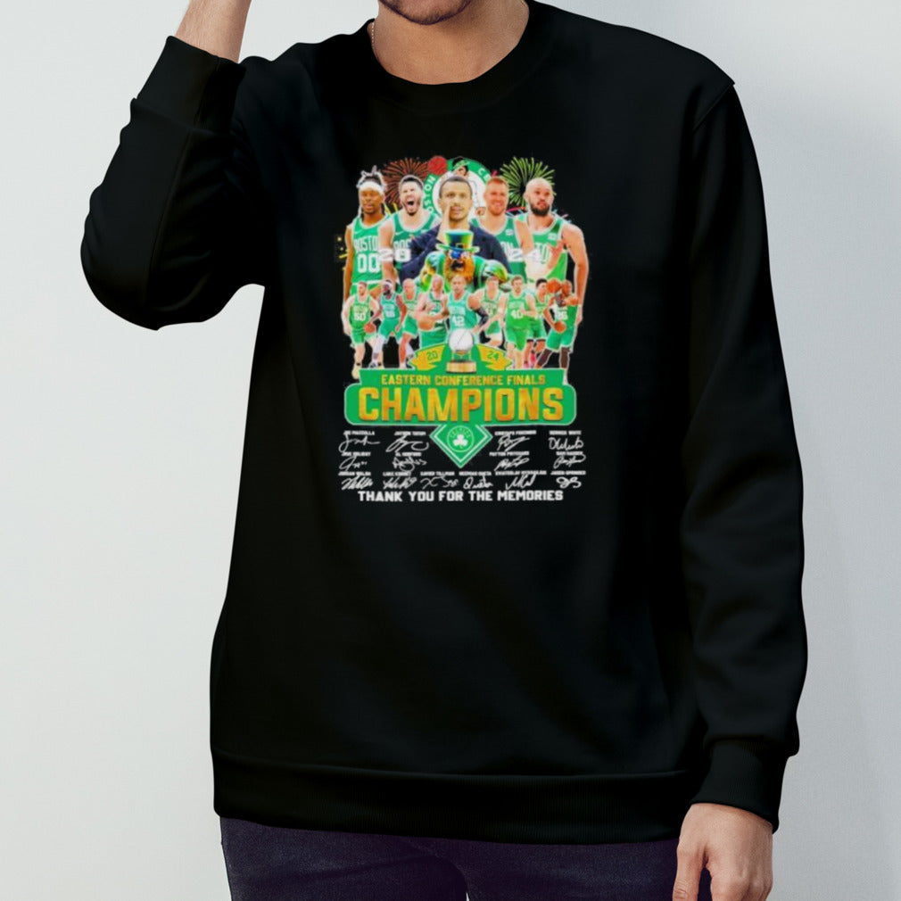 Official Boston Celtics 2024 Nba Eastern Conference Finals Champions Thank You For The Memories Signatures Shirt