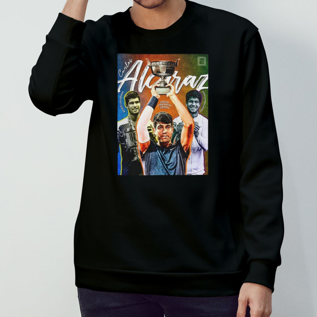 Official Carlos Alcaraz Champion Roland Garros 2024 The Championships Wimbledon shirt