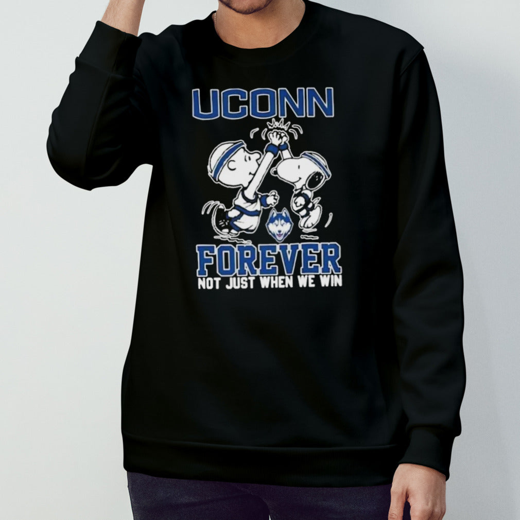 Peanuts Snoopy And Woodstock High Five Uconn Huskies On Car Forever Not Just When We Win Shirts