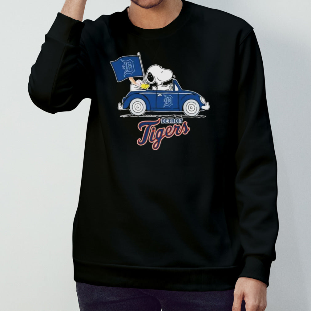 Peanuts Snoopy And Woodstock On Car Detroit Tigers 2024 Shirts