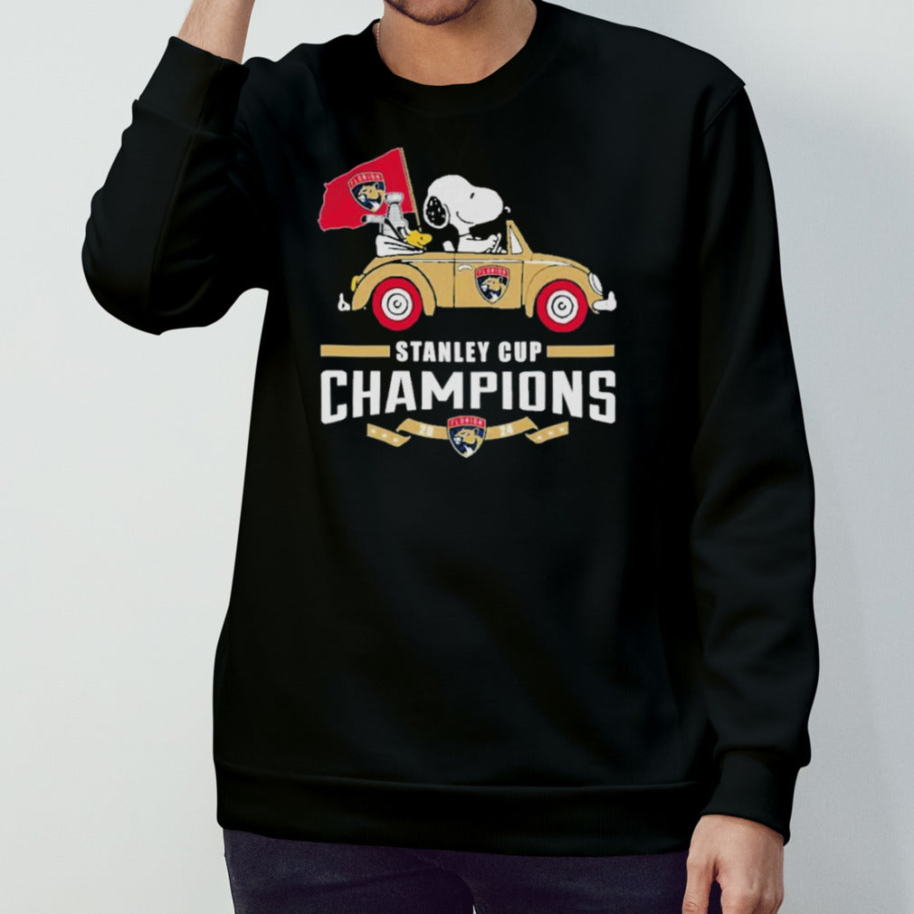 Peanuts Snoopy And Woodstock On Car Florida Panthers Stanley Cup 2024 Champions shirt