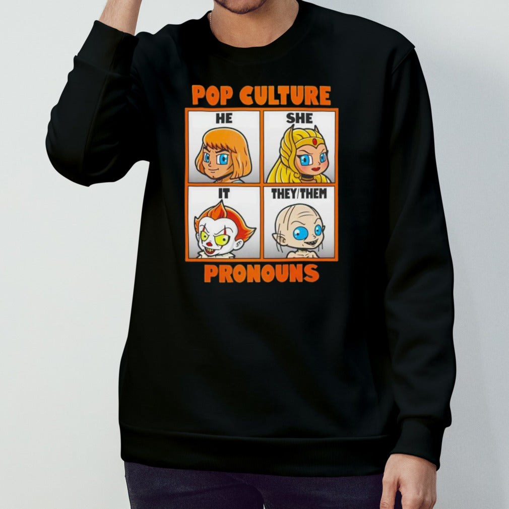 Pop culture pronouns shirts