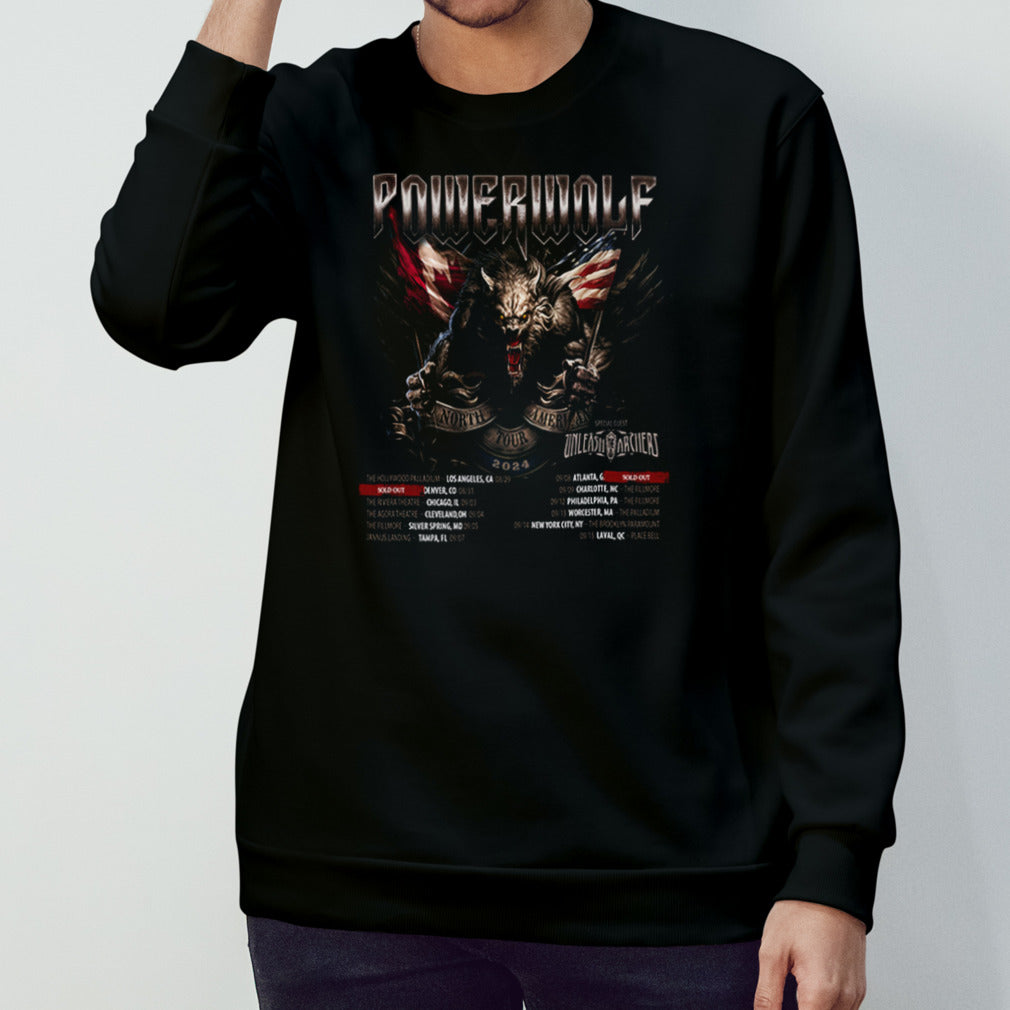 Powerwolf With Special Guest Unleash The Archers North American Tour 2024 Schedule Lists shirt