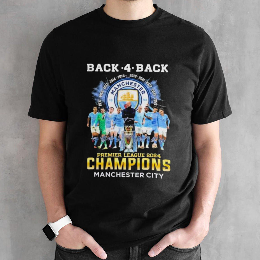 Premier League Champions Manchester City Back 4 Back 2024 Signatures shirt