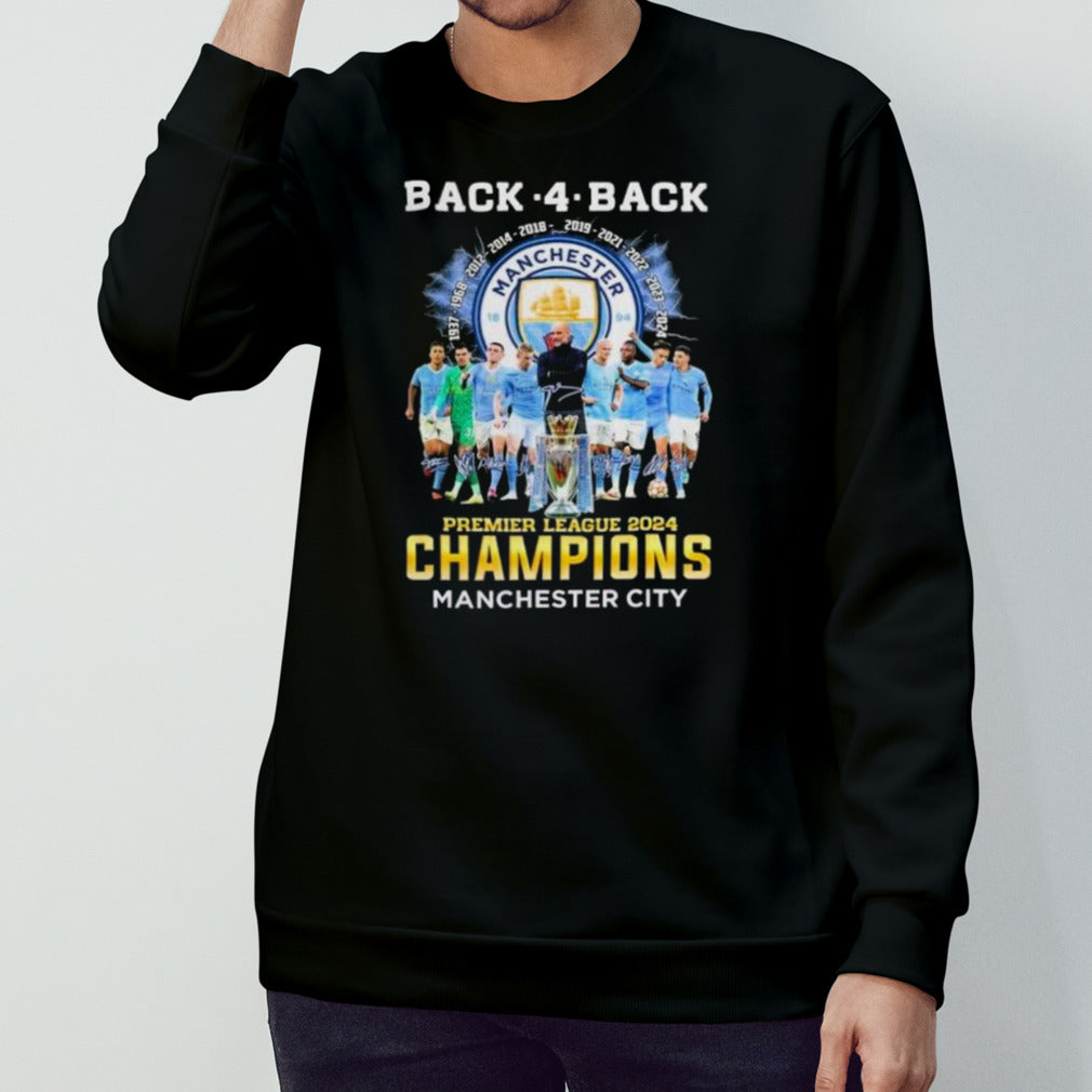 Premier League Champions Manchester City Back 4 Back 2024 Signatures shirt