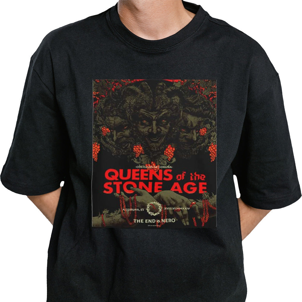 Queens Of The Stone Age Coliseum Da Coruna ES June 17 2024 The End Is Nero By Nikita Kaun T-Shirt