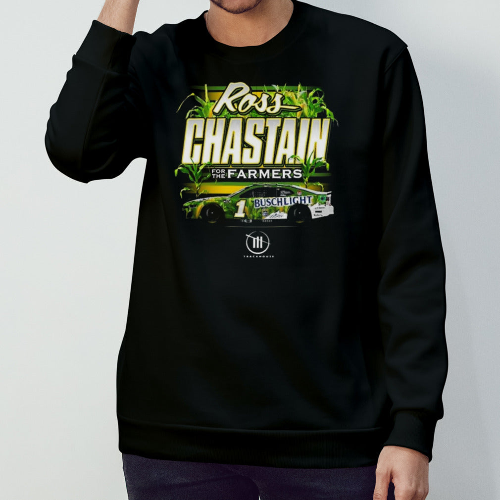 Ross Chastain For The Farmers Trackhouse Racing Team Collection Black Busch Light Car T-shirt