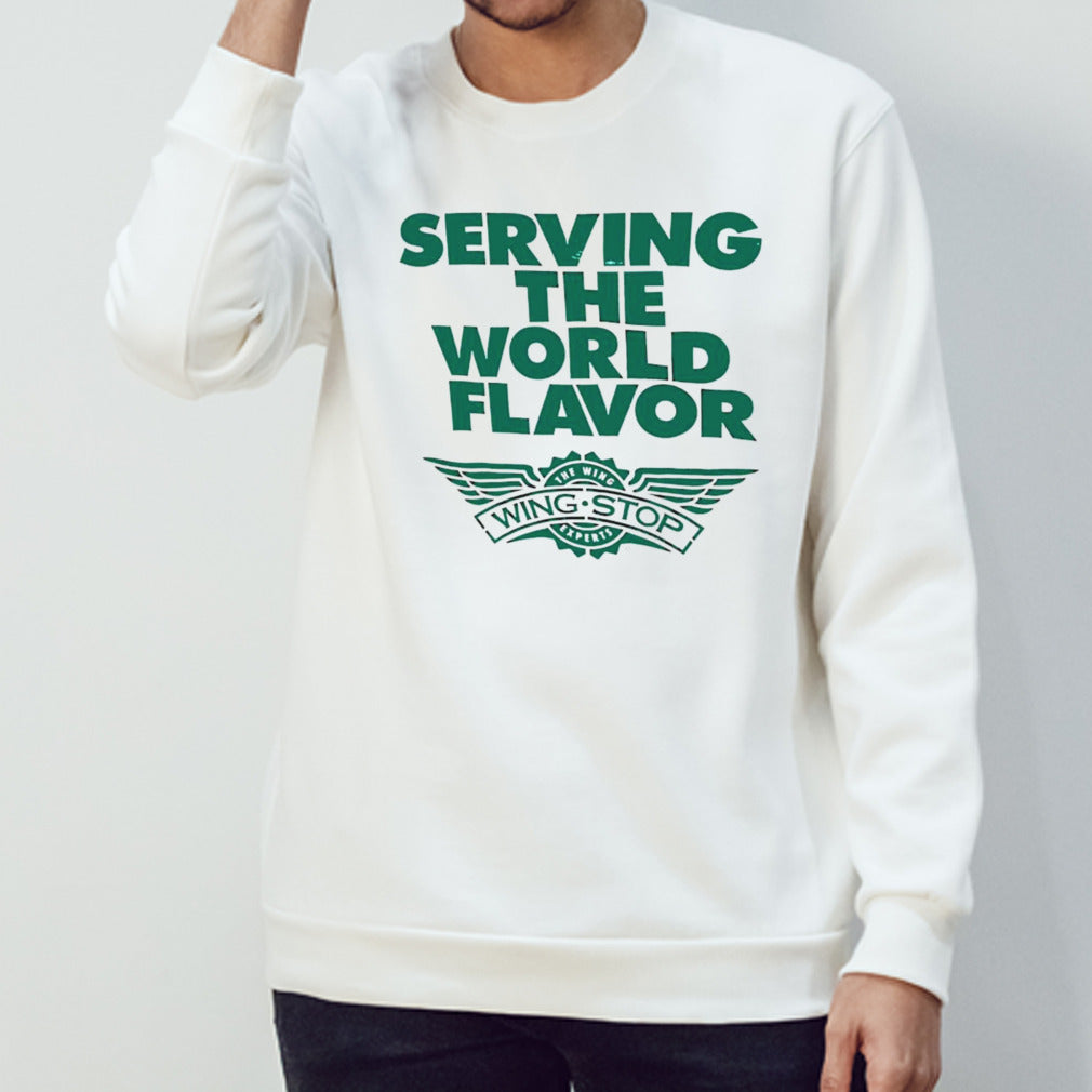 Serving the world flavor wingstop shirt