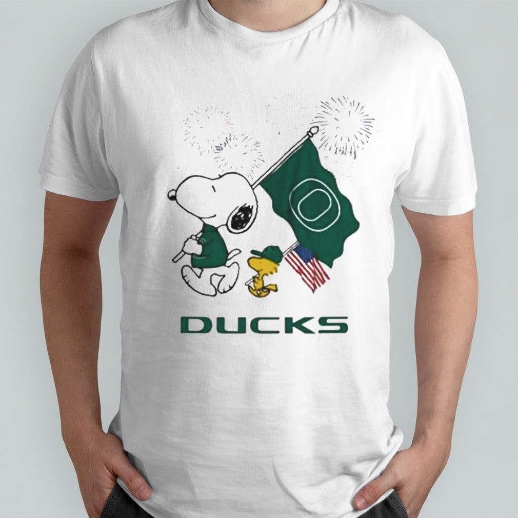 Snoopy And Woodstock Happy 4th Of July Oregon Ducks Football 2024 Shirt