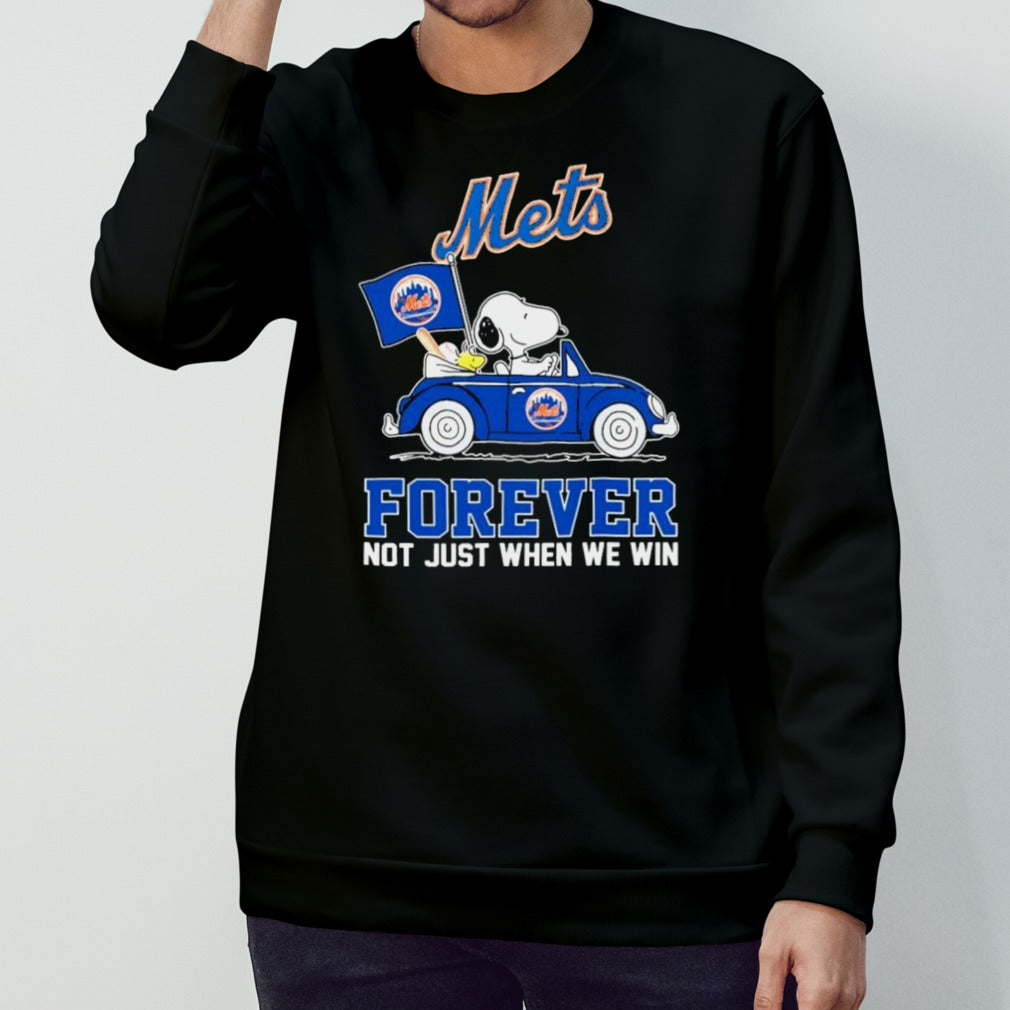 Snoopy And Woodstock On Car New York Mets Forever Not Just When We Win Shirts