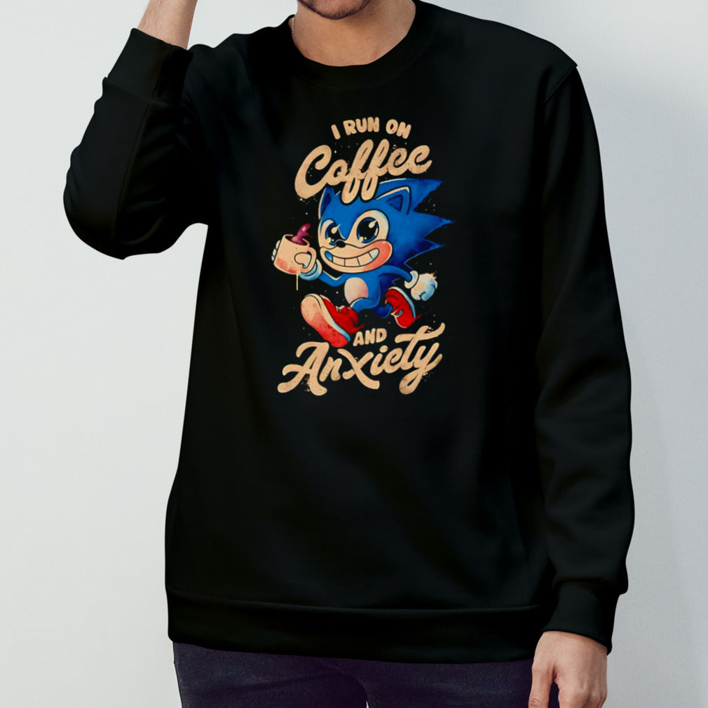 Sonic the Hedgehog i run on coffee and anxiety shirt