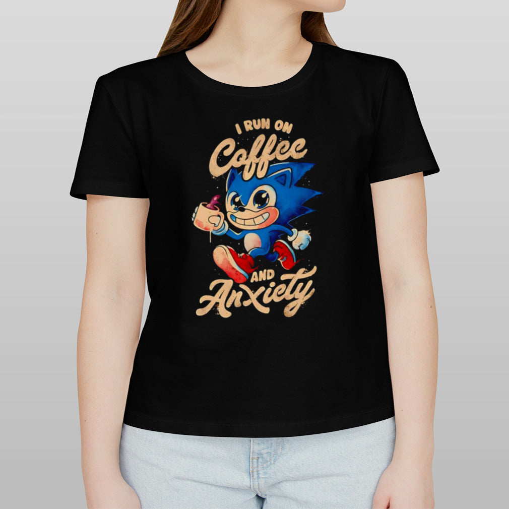 Sonic the Hedgehog i run on coffee and anxiety shirt